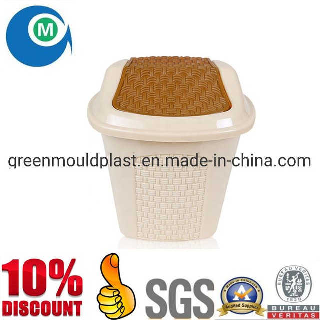 Custom Injection Rattan Design Dustbin Mould with Pedal