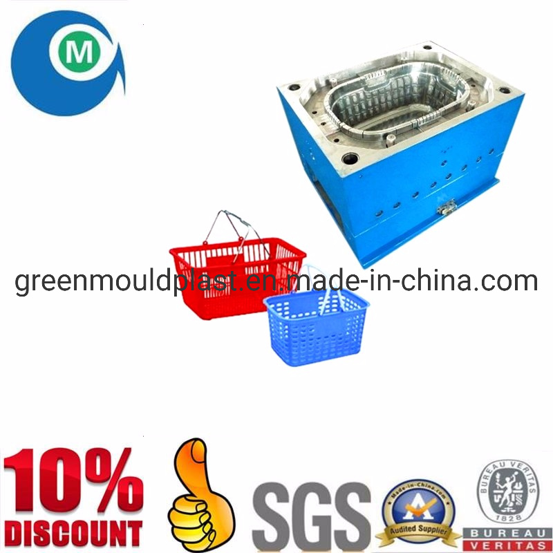Hot Sale Supermarket Shopping Plastic Basket Mold with 4 Wheels