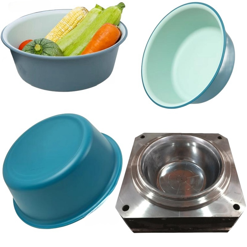 No Flash Step Scratch Mix Material Injection Plastic PP Basin Mould