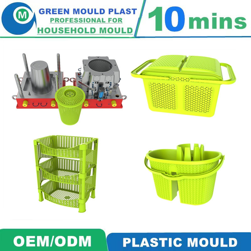 Customized Beautiful Multi Color Injection Mold for Household Laundry Basket Handle Basket Mould in Taizhou